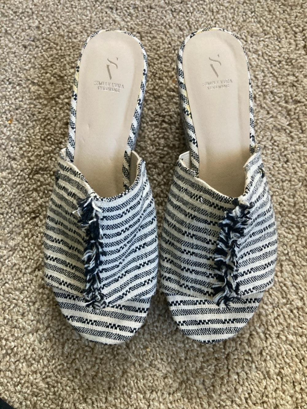 Simply Vera Striped Wedge Slide Sandals - Picture 2 of 6